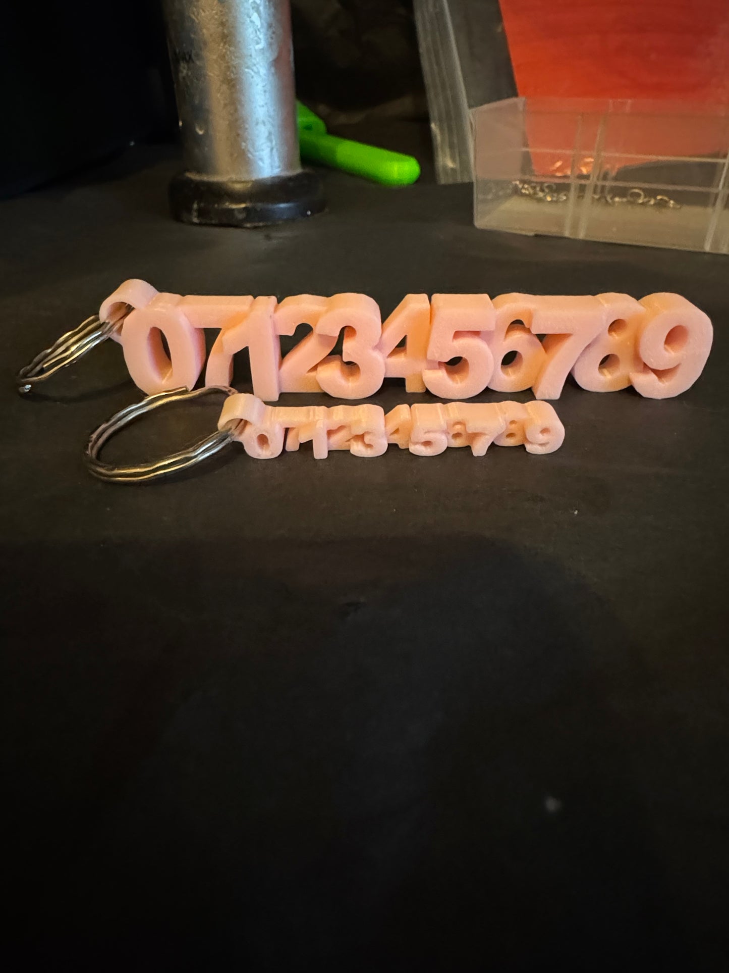 Phone number safety keyrings