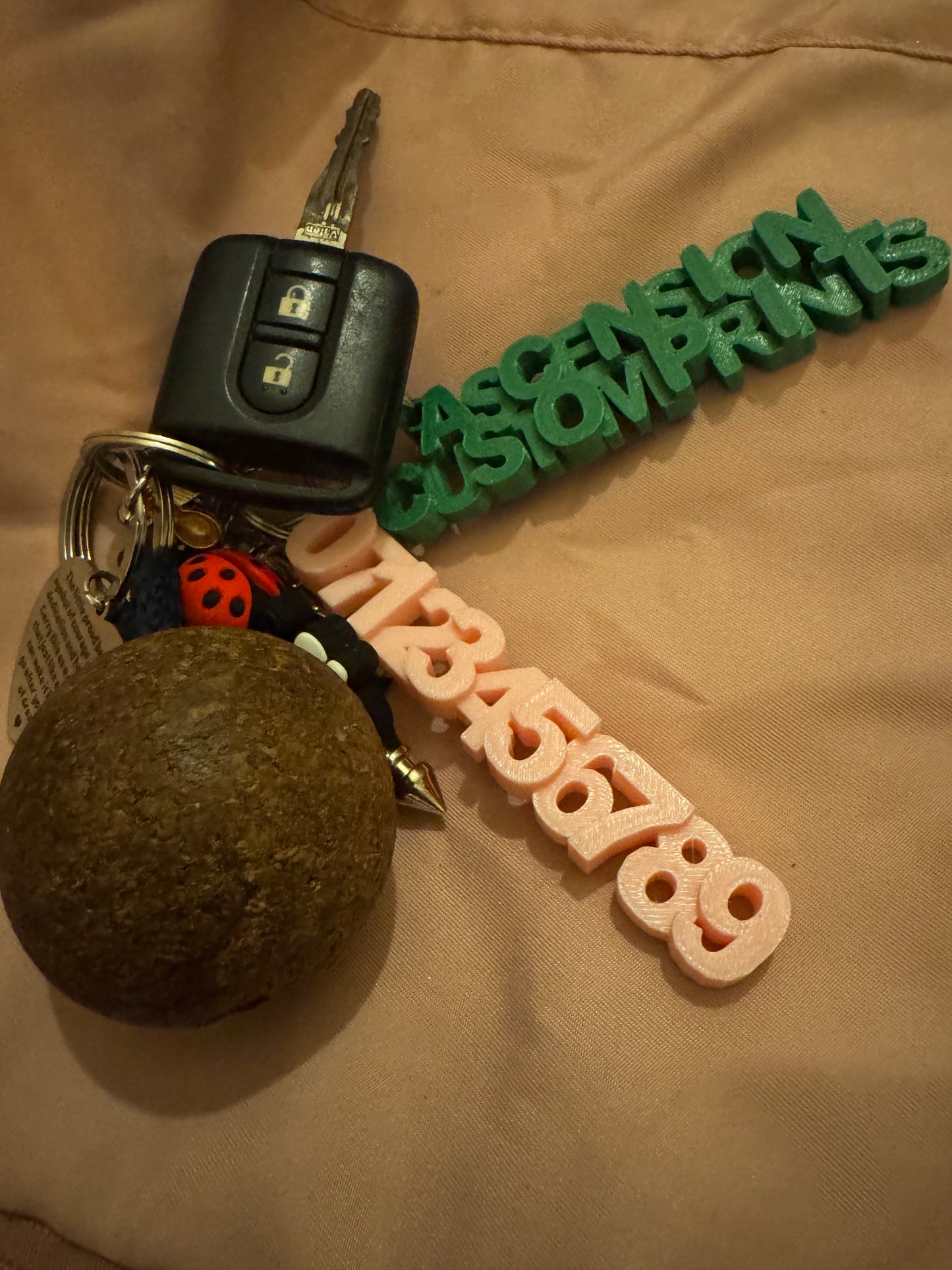 Phone number safety keyrings