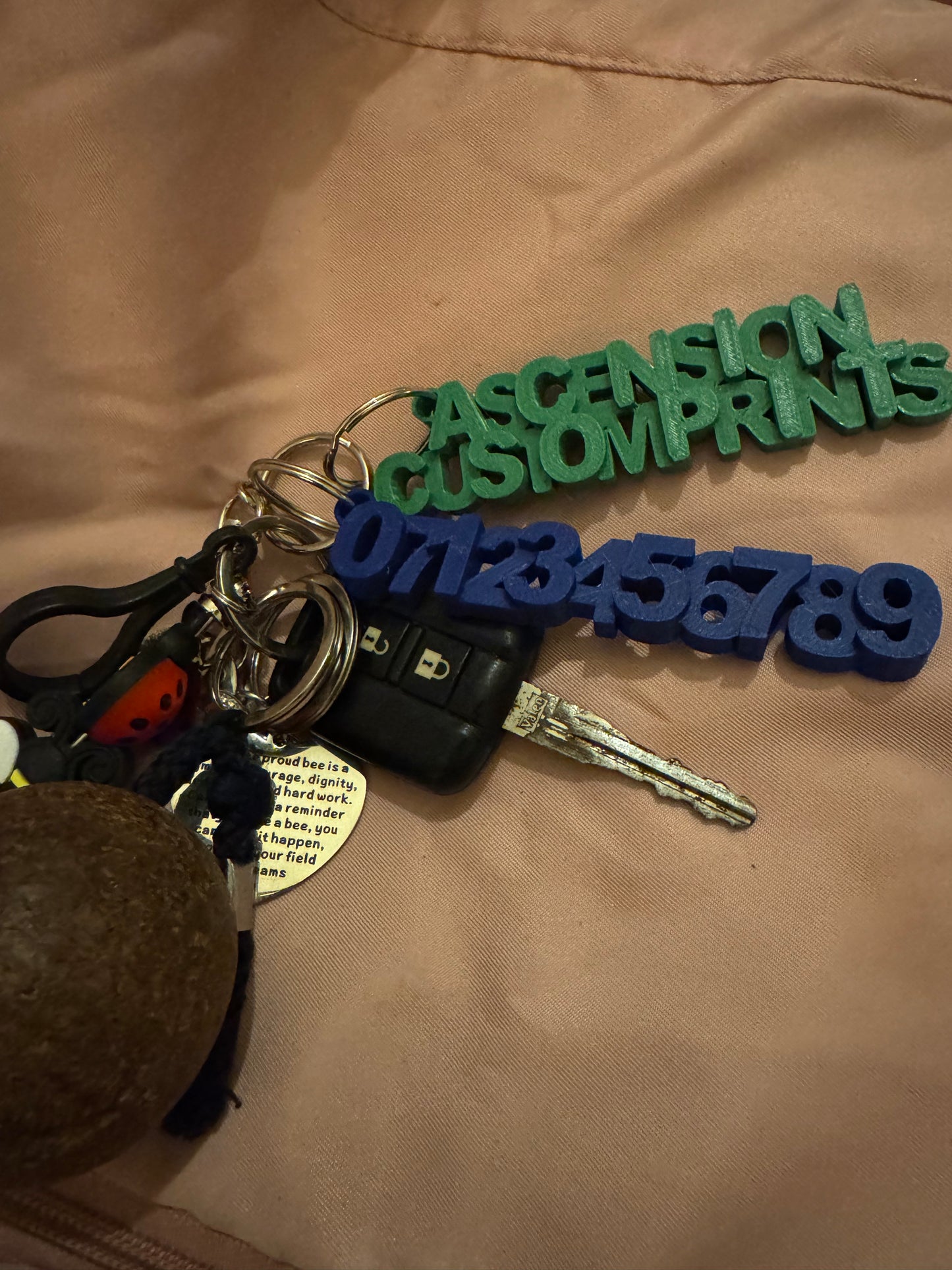 Phone number safety keyrings